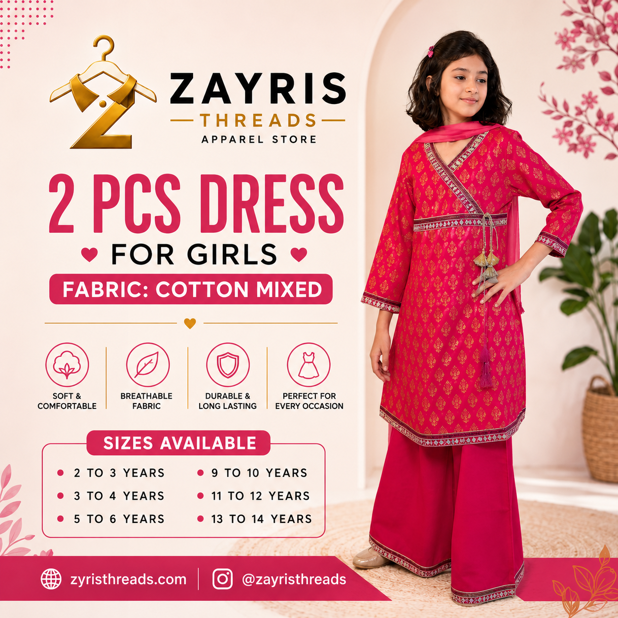 Premium 2-Piece Dress for Girls
