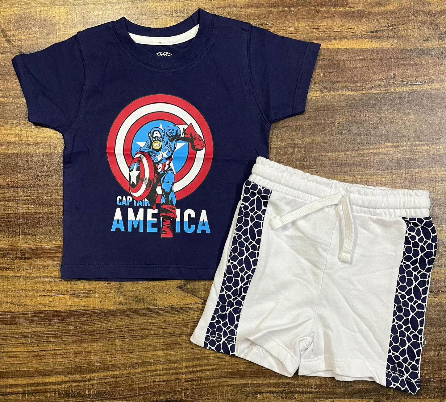 Minnie Minors Boys Twin Set – Navy Blue T-Shirt & White Shorts